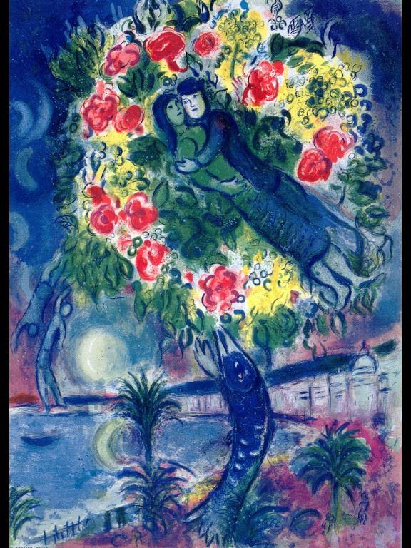 Couple et poisson contemporain Marc Chagall Peintures à l'huile